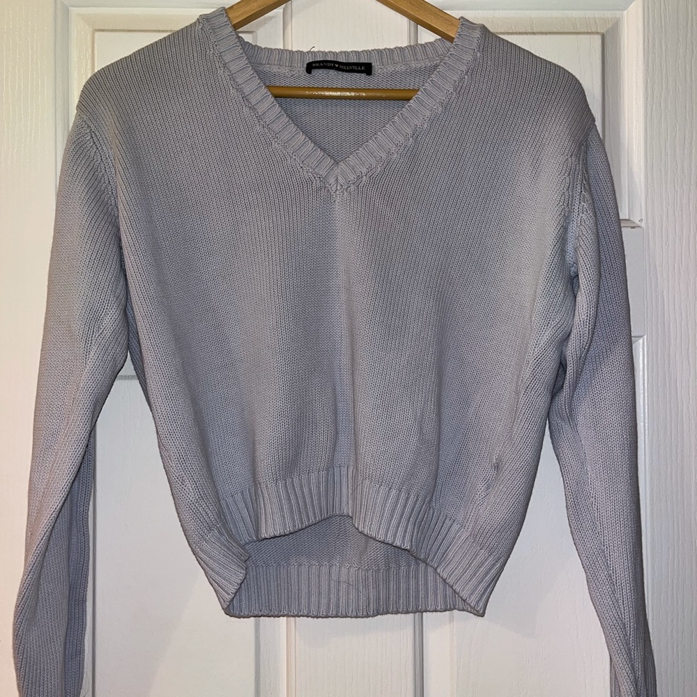 BRANDY MELVILLE Light Blue V-Neck Sweater